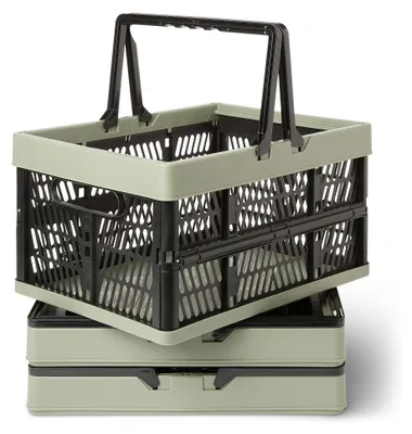 Produktbild von A. Basics Zusammenklappbare Einkaufs-/Aufbewahrungskörbe mit Griffen, 25L, 3er-P
