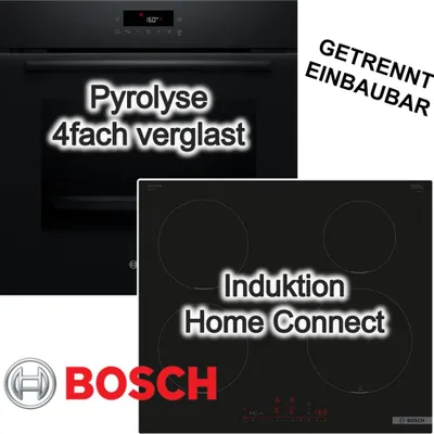 Produktbild von BOSCH Herdset 3D-Heißluft Pyrolyse LED-TouchControl + Induktionskochfeld Home Connect PowerBoost PanBoost PerfectFry Bratsensor