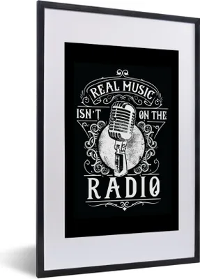 Produktbild von MuchoWow® MuchoWow® Gerahmtes Poster Mikrofon - Musik - Retro - Zitat 40x60 cm - Poster mit zchwarzem Bilderrahmen - Poster in Rahmen