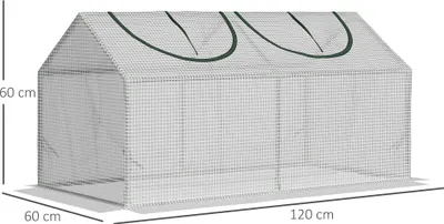 Obrázek produktu pro Outsunny Fóliový skleník s oknem PE Dům pro rajčata 120x60x60cm Bílá