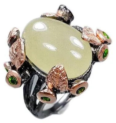 Produktbild von Künstlerischer Ring mit Aquamarin und Diopsid, Größe 13