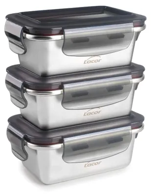 Productafbeelding van LACOR 64623 - Ecoinox voedselcontainers, 3 x 260 ml (MINI), Ede...