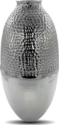 Aluminium Vase rund silber hochglanz 20 x 43cm Blumenvase für Pampasgras Trockenblumen Sträuße