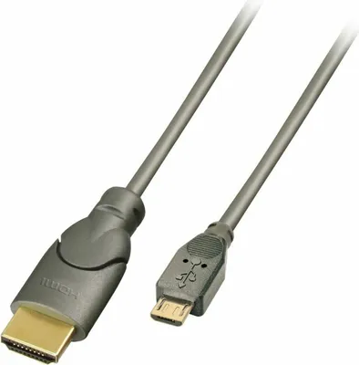 Produktbild von Lindy 0.5m HDMI - USB 2.0 Micro B M/M 0,5 m Micro USB Schwarz, Anthrazit
