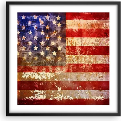 Produktbild von Gerahmtes Poster - Schwarzer Rahmen - Amerika Flagge national patriotisch - 50x50 cm - Wand Bild - Wanddeko - Wandbilder - Wandposter - Bilderrahmen - Bilder - Kunstdruck - Wandbild - P2BAC50x50-3084