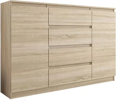 Obrázek produktu pro Komoda se skříňkami a zásuvkami, Imitace Sonoma, rozměry 140 x 40 x 98 cm - Modern R140S4