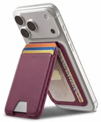 Produktbild von Kartenhalter mit Ständer und RFID-Schutz, ESR Magnetic Wallet Stand mit MagSafe, Dunkelrot
