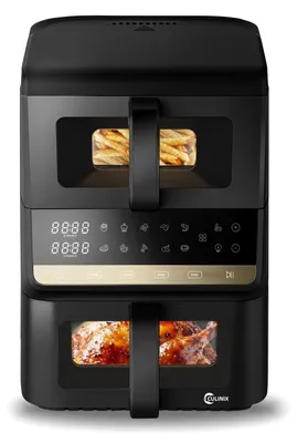 Airfryer 2 Kammern 10 l, 3,5+6,5 l, Doppelkammer übereinander, Sichtfenster