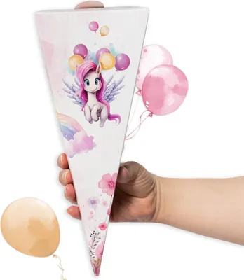 Produktbild von Mini Schultüte für Geschwister – Einhorn Design, Ideale Zuckertüte Mädchen, perfekt für Süßigkeiten | Kleine Schultüte für Schwester oder Bruder