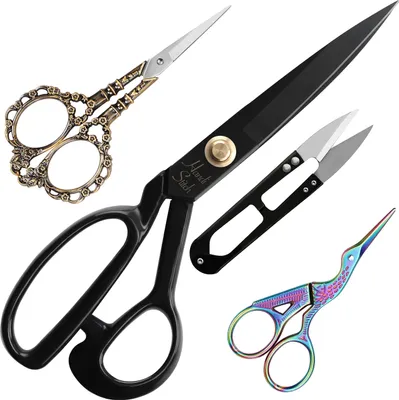 Produktbild von Handi Stitch Schneiderschere Stoffschere mit Fadenschneider - Profi Textilschere Scharf 25,4cm aus Edelstahl – Schere zum Schneiden von Stoff,