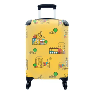 Obrázok produktu pre Kufrík Ručná batožina na kolieskach Malý cestovný kufor so 4 kolieskami Leto - vzory - mesto - Veľkosť kabíny < 55x40x23 cm & 55x40x20 cm - Foto kufor
