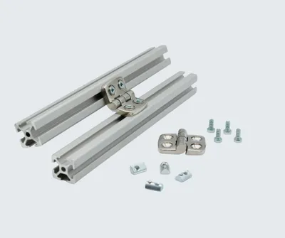 Produktbild von Scharnier Komplettset Edelstahl für 20x20 & 20x40 Profile- Inkl. Verschraubung