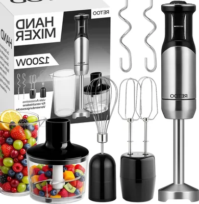 Obrázok produktu pre Mixér – Kuchynský robot – Na prípravu jedál – Výkon 1200 W – 8 rýchlostí – Čierna farba
