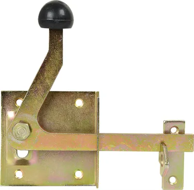 Produktbild von Gartentorfalle mit Schließhaken, 150 mm, Platte 80 x 80 mm, Stahl gelb verzinkt