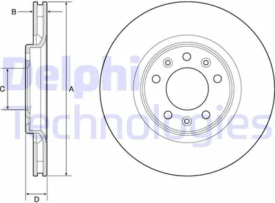 Produktbild von 2x DELPHI Bremsscheibe BG4806C für OPEL Zafira Life (K0) Vivaro C Combi (K0)