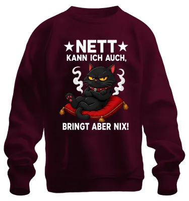 Productafbeelding van Nett, maar ik vind het een slechte opmerking. Sarcastisch sweatshirt/pullover, bordeauxrood, maat S