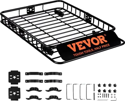 Zdjęcie produktu dla VEVOR Kosz dachowy Samochodowy kosz dachowy Uniwersalny 1175 x 915 x 114 mm, Bagażnik dachowy Bagażnik dachowy o nośności 90 kg Bagażnik dachowy Bagażnik dachowy Czarny na kemping, grilla, podróże samochodem itp.