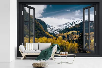 Produktbild von MuchoWow® Fototapete für Wohnzimmer oder Schlafzimmer Wandtapete Vinyl Motivtapete Aussicht - Natur - Schnee - 600x400 cm - Vinyltapeten