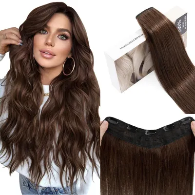 Zdjęcie produktu dla Pasemka do włosów typu clip-in, naturalne włosy, średni brąz, 30 cm, 55 g