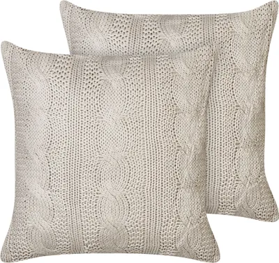 Obrázek produktu pro BELIANI Sada 2 dekorativních polštářů taupe bavlna 45 x 45 cm pletená bez vzoru moderní styl doplňky