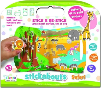 Produktbild von Fiesta Crafts Safari Sticker-Spielzeug wiederverwendbar kreatives Spiel