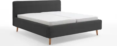 Produktbild von Meise Möbel Mattis Polsterbett 180x200cm Holzfuß Kopfteil Glatt Anthrazit