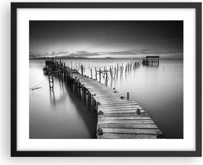 Produktbild von Gerahmtes Poster - Schwarzer Rahmen - Meer Brücke Landschaft Natur - 50x40 cm - Wand Bild - Wanddeko - Wandbilder - Wandposter - Bilderrahmen - Bilder - Kunstdruck - Wandbild - P2BAA50x40-3082
