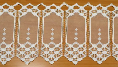 Produktbild von 1 Teil Kurzgardine Stickerei Wabe ca. 10,5 x 55cm (B/H) Plauener Spitze