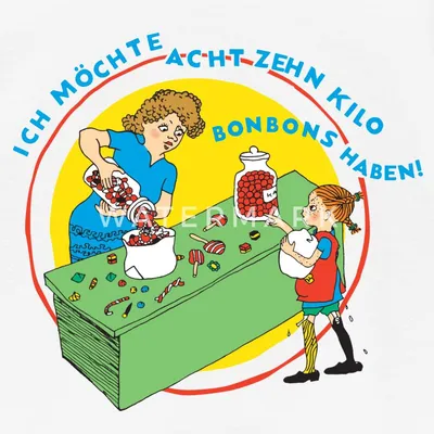 Produktbild von Spreadshirt Pippi Langstrumpf Kauft Bonbons Zitat Kinder T-Shirt, 110/116 (5-6 Jahre), Weiß