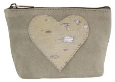 Image de Pochette de toilette Mars & More, motif cœur, couleur beige, 15 cm