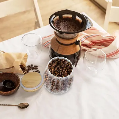 Produktbild von 700ml Glasbehälter mit Deckel für Kaffee, Tee, Kräuter, Süßigkeiten, 2er Set