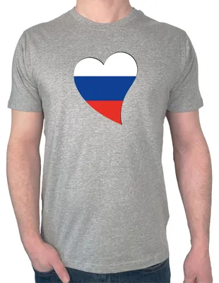 Produktbild von Huuraa Herren T-Shirt Russland Flagge Herz L Sport Grey Bio Baumwolle Fairtrade Herrenshirt Geschenkidee