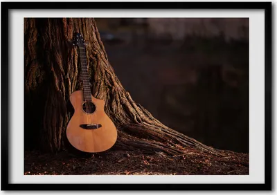 Produktbild von Bild - Bilder - Bilderrahmen - 70 cm x 50 cm - MDF-Rahmen, Wandkunst Akustische Gitarre