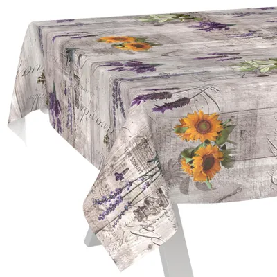 Tischdecke wasserabweisend abwaschbar Grau 100x140cm Shabby Chic Provence Lavendel, Hauptbild in hoher Auflösung