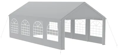 Obrázok produktu pre Stan 4x8 metrov s 4 bočnými stenami, vodeodolný, stabilný, s UV ochranou, sivý