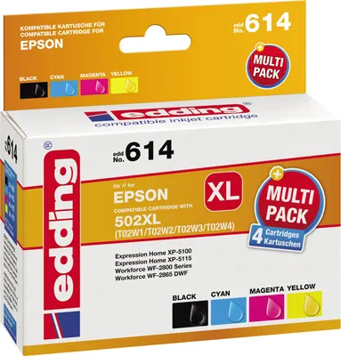 Image de edding Cartouche d'encre Epson 502XL EDD-614 env. 550 pages noir env. 3 x 470 pages couleur noir multicolore 4 pcs/pack.