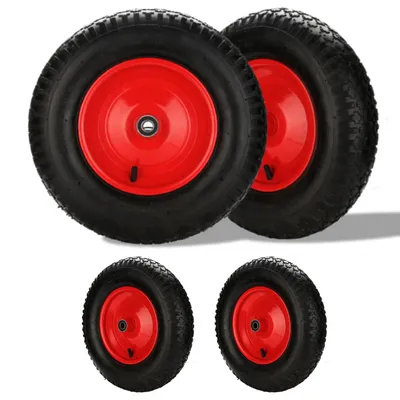 Produktbild von TolleTour Schubkarrenrad Schlauch Vollgummi Ersatzrad Reifen mit Achse 4.80/4.00-8 390 mm 4X