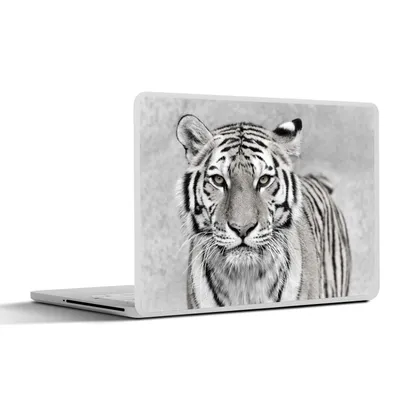 Produktbild von MuchoWow® Laptop Aufkleber Sticker Cover Tiger - Natur - Schwarz - Weiß 32.5x23.5 cm - Sticker für Laptop - Selbstklebend