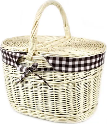 Produktbild von MyBer® Korb Picknickkorb Tragekorb mit 2 Deckeln Weidenkorb Vollweide Einkaufskorb geflochten weiß K12-027-W-SBRW