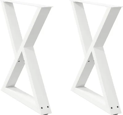Image de vidaXL Pieds de table de salle à manger 2 pièces blanc 80x(72-73,3) cm acier