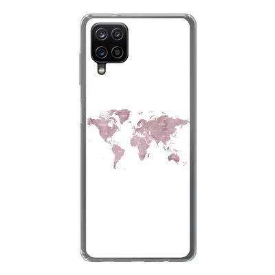 Produktbild von MuchoWow® Handyhülle Schutzhülle Hülle für Samsung Galaxy A12 Weltkarte - Rosa - Weiß Silikon Softcase Handy Hülle - Bild
