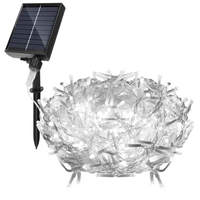 Obrázok produktu pre Bettizia 5M LED solárne rozprávkové svetlá Vonkajšie vodotesné LED ľadový dážď 200 LED Icicle Light záves s diaľkovým ovládaním Vnútorné vonkajšie záhradné dekorácie Studená biela