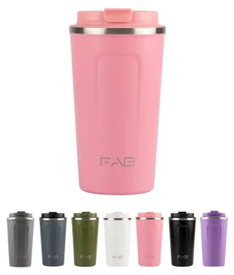 Isolierter Kaffeebecher 510 ml, rosa, doppelwandig, auslaufsicher