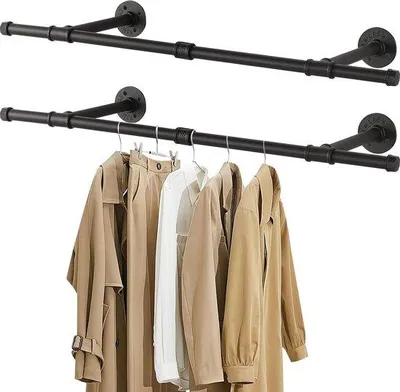 Produktbild von Famanu Kleiderstange Set von 2 - 90 cm, Wandmontage, platzsparend