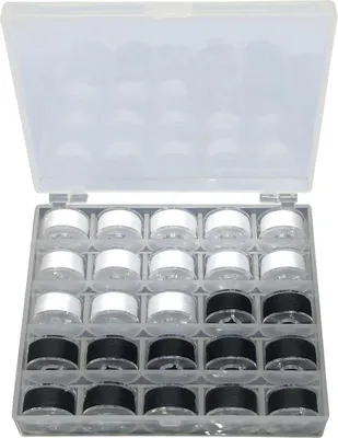 Produktbild von Nähgarn Set für Nähmaschine – Spulen für Nähmaschine mit Aufbewahrungsbox, 25 Stück sortierte schwarze und weiße Fäden, Nähzubehör