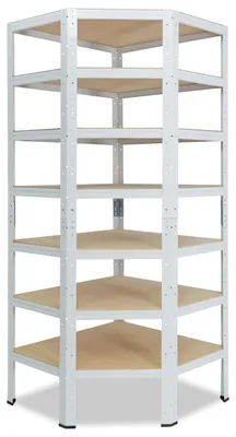 Image de shelfplaza HOME 230x60x30 cm Étagère d'angle en blanc avec 7 étagères et une capacité de charge de 125 kg par étagère