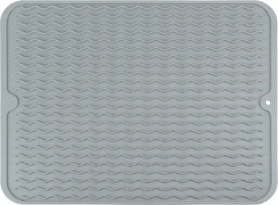 Obrázok produktu pre QUVIO Odkvapkávacia podložka - Odkapávače - Umývanie riadu - Umývačka riadu - Protišmyková - Domácnosť - Silikón - 40 x 30 cm - Sivá