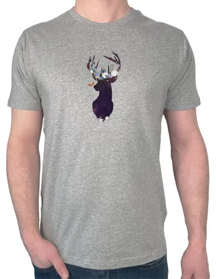 Produktbild von Huuraa Herren T-Shirt Hirsch Silhouette XXL Sport Grey Bio Baumwolle Fairtrade Herrenshirt Geschenkidee