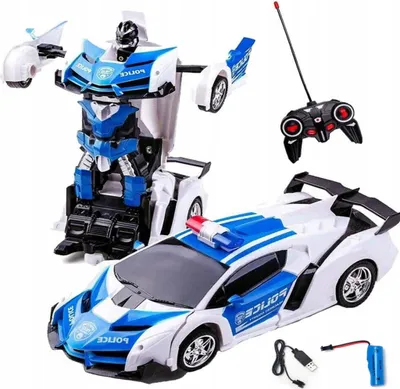 Obrázek produktu pro Interaktivní Policejní Auto 2V1: Auto A Dálkově Ovládaný Robot Modrý