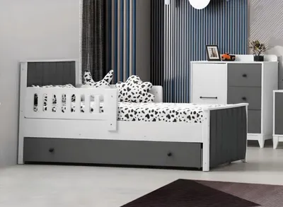 Produktbild von Kinderbett Bett Kinderzimmer Kinderzimmermöbel Bettrahmen Weiße Holz